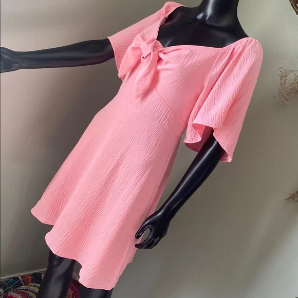 Pink Flutter Sleeve Dress NWTs - Picture 4 of 13